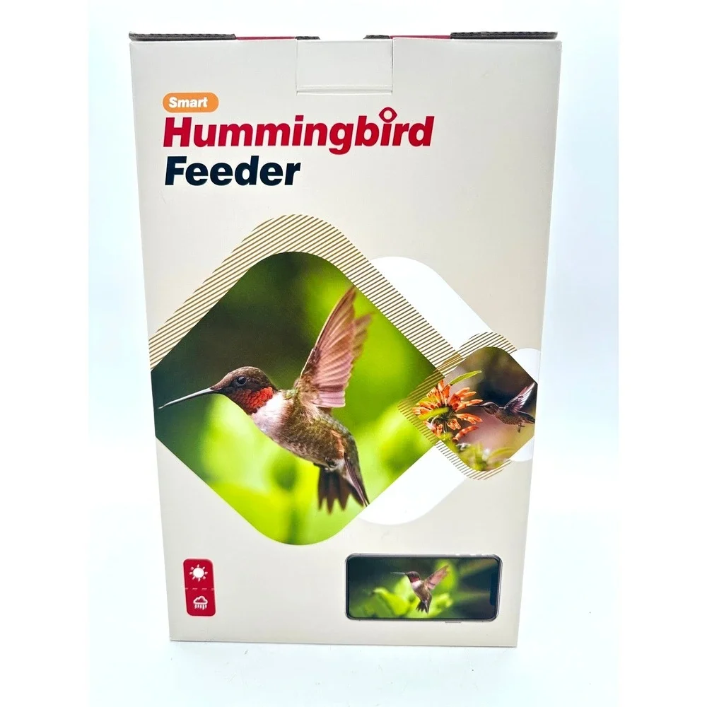 LongPlus Smart Hummingbird Feeder G01 Red Solar Powered Camera 20oz Ant Proof